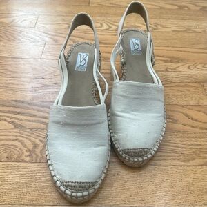 Victoria Spenser Beige Espadrille Wedge Sandals Capsule Elevated Fabric US 7.5M